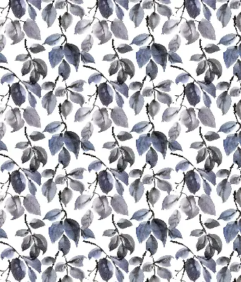 Fabric roller blind dark leaves pattern