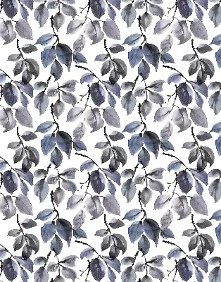 Fabric roller blind dark leaves pattern