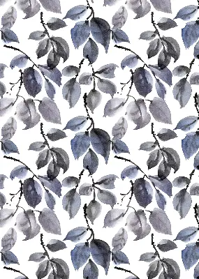 Fabric roller blind dark leaves pattern