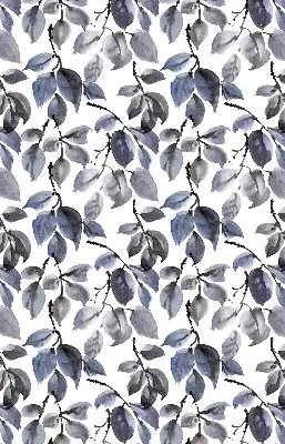 Fabric roller blind dark leaves pattern
