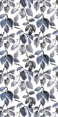 Fabric roller blind dark leaves pattern