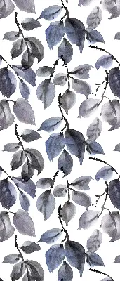 Fabric roller blind dark leaves pattern
