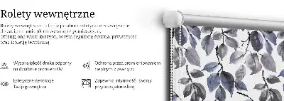 Fabric roller blind dark leaves pattern