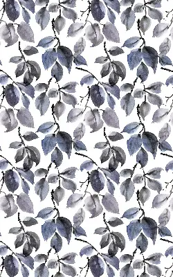 Fabric roller blind dark leaves pattern