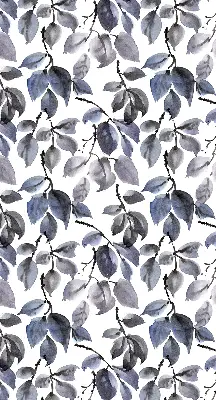 Fabric roller blind dark leaves pattern