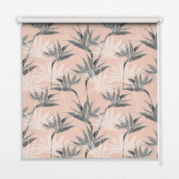 Modern roller blind Gray flowers