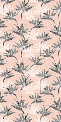 Modern roller blind with gray flowers pattern