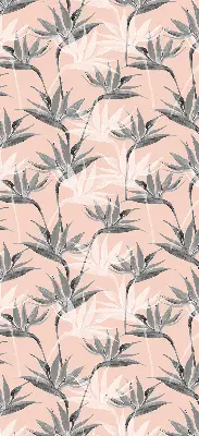 Modern roller blind with gray flowers pattern