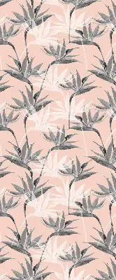 Modern roller blind with gray flowers pattern