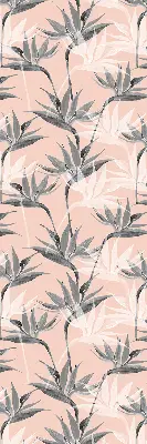 Modern roller blind with gray flowers pattern