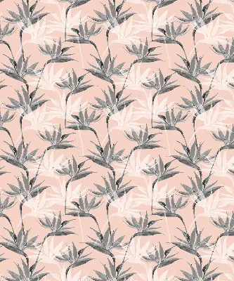 Modern roller blind with gray flowers pattern
