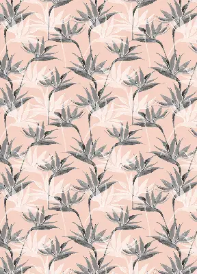 Modern roller blind with gray flowers pattern