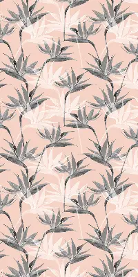 Modern roller blind with gray flowers pattern