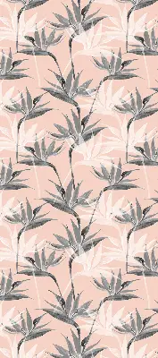 Modern roller blind with gray flowers pattern
