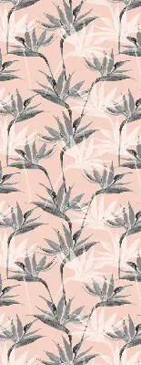 Modern roller blind with gray flowers pattern