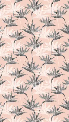 Modern roller blind with gray flowers pattern