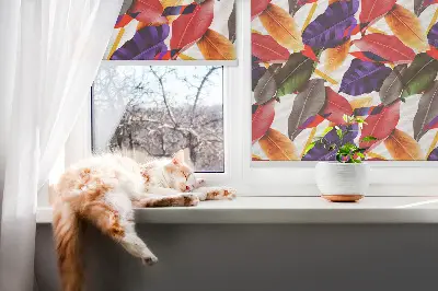 Roller blind for large windows colorful leaves pattern