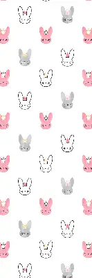Modern roller blind with colorful rabbits in crowns pattern