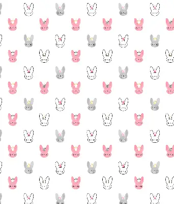 Modern roller blind with colorful rabbits in crowns pattern