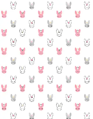 Modern roller blind with colorful rabbits in crowns pattern