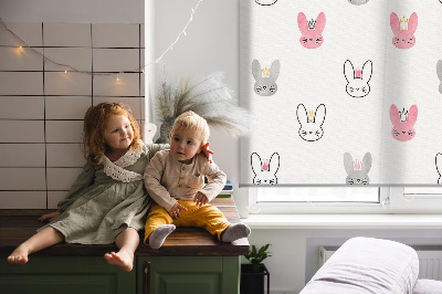 Modern roller blind Colorful rabbits in crowns