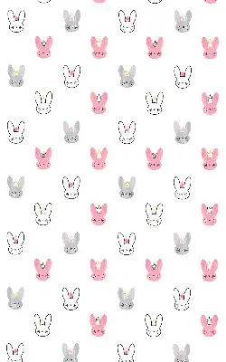 Modern roller blind with colorful rabbits in crowns pattern
