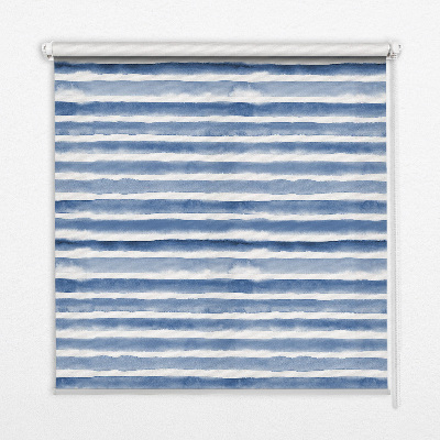 Roller blind for large window Painted blue stripes