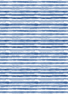 Roller blind for large window painted with blue stripes