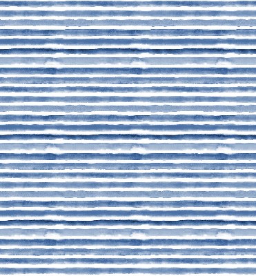 Roller blind for large window painted with blue stripes