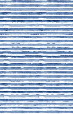 Roller blind for large window painted with blue stripes