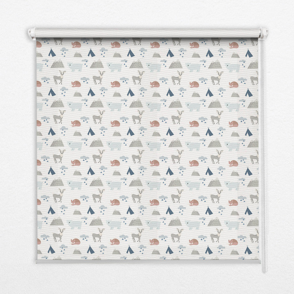 Fabric roller blind Mountains rain animals