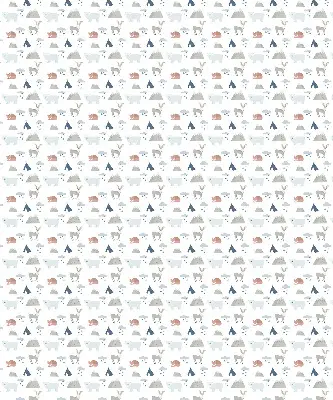 Fabric roller blind with a mountains, rain, and animals pattern