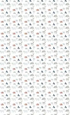 Fabric roller blind with a mountains, rain, and animals pattern