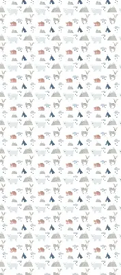 Fabric roller blind with a mountains, rain, and animals pattern