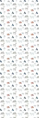 Fabric roller blind with a mountains, rain, and animals pattern