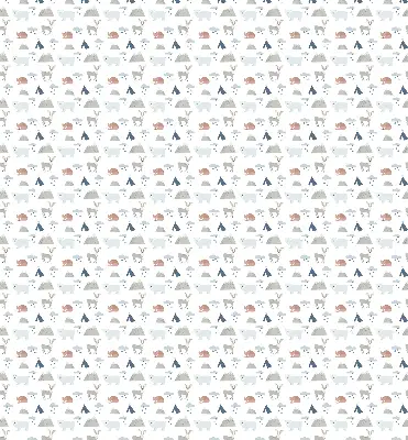 Fabric roller blind with a mountains, rain, and animals pattern