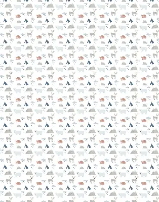Fabric roller blind with a mountains, rain, and animals pattern