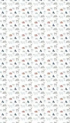 Fabric roller blind with a mountains, rain, and animals pattern