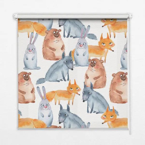 Modern roller blind with animals pattern