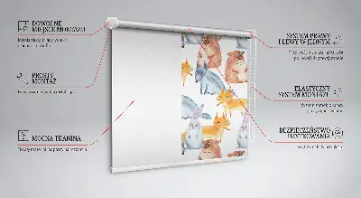 Modern roller blind with animals pattern
