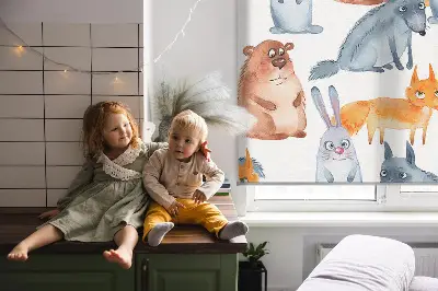 Modern roller blind with animals pattern