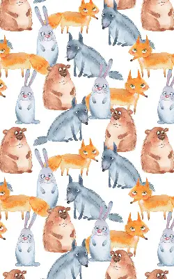 Modern roller blind with animals pattern