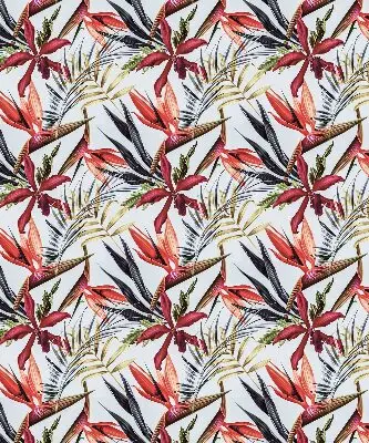 Roller blind for large windows with exotic leaves pattern
