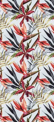 Roller blind for large windows with exotic leaves pattern