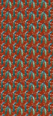 Fabric roller blind peacocks on branches pattern