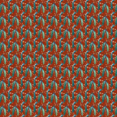 Fabric roller blind peacocks on branches pattern