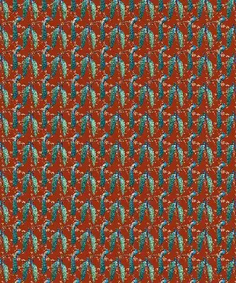 Fabric roller blind peacocks on branches pattern