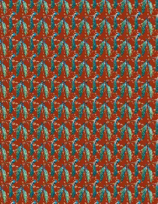 Fabric roller blind peacocks on branches pattern