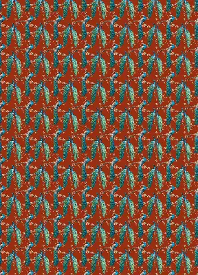 Fabric roller blind peacocks on branches pattern