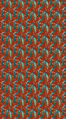 Fabric roller blind peacocks on branches pattern
